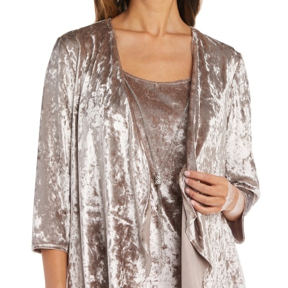 Two-Piece Crushed Velour Jacket Dress - Picture 5 of 11